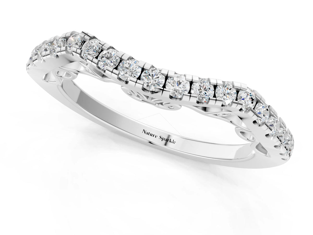 Platinum Curved Diamond Pavé Round Eternity Band with Shared Prong Setting