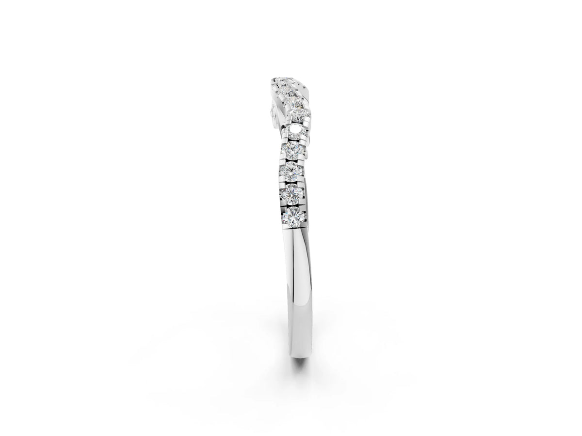 Platinum Curved Diamond Pavé Round Eternity Band with Shared Prong Setting