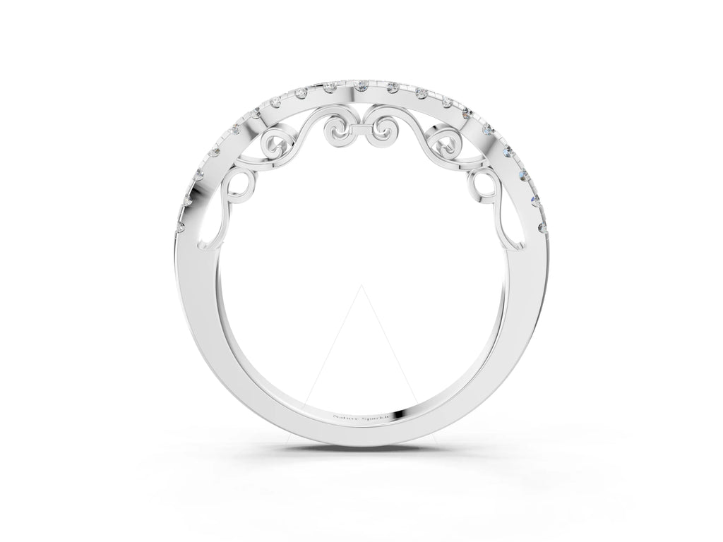 Platinum Curved Diamond Pavé Round Eternity Band with Shared Prong Setting