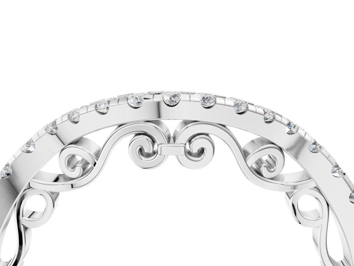 Platinum Curved Diamond Pavé Round Eternity Band with Shared Prong Setting