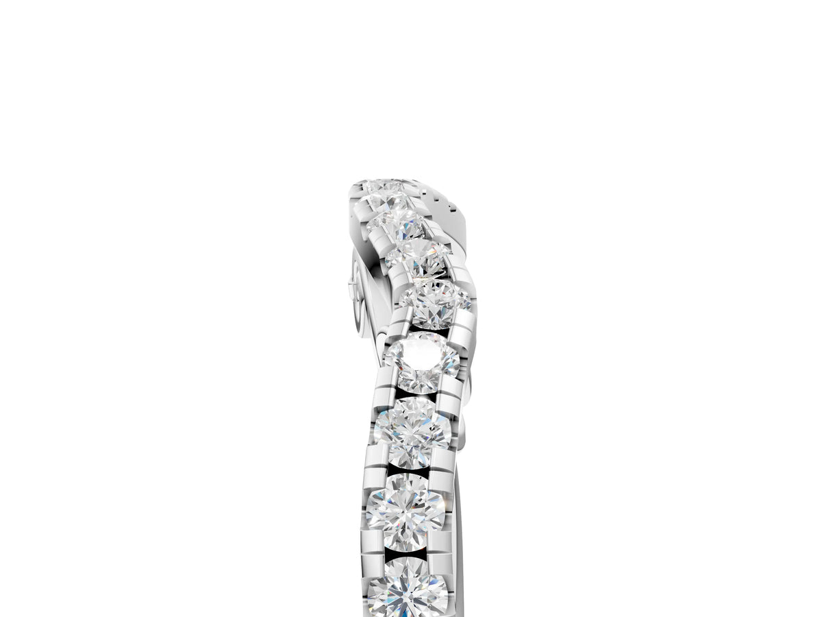 Platinum Curved Diamond Pavé Round Eternity Band with Shared Prong Setting