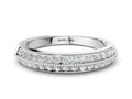 Platinum Double Row Pavé Round Diamond White Gold Band with Shared Prong Setting