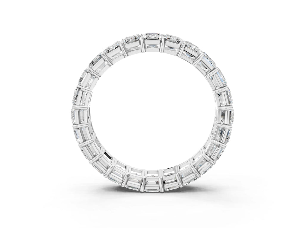 Platinum Emerald Cut Diamond Eternity Band with Shared Prong Setting
