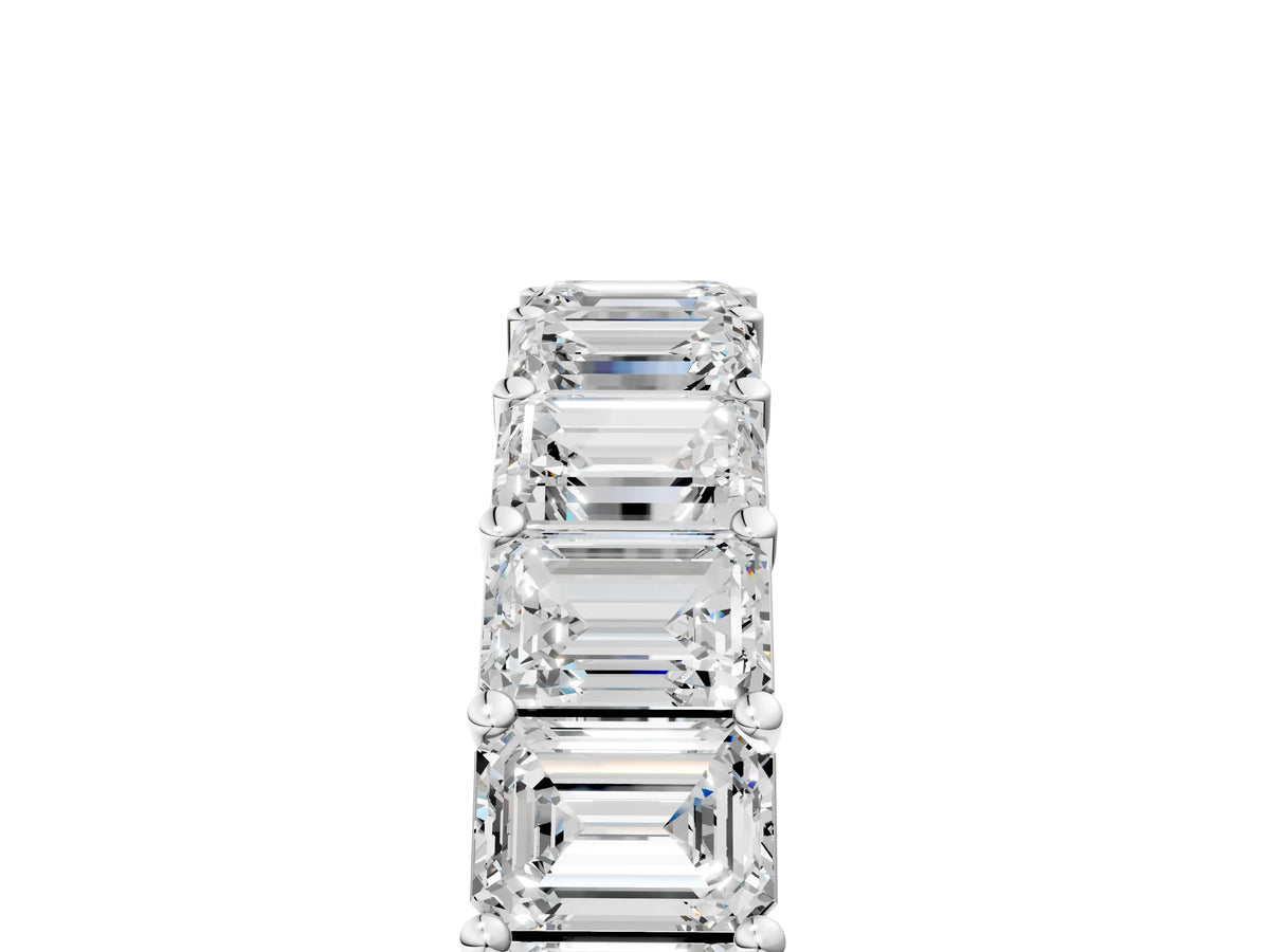 Platinum Emerald Cut Diamond Eternity Band with Shared Prong Setting