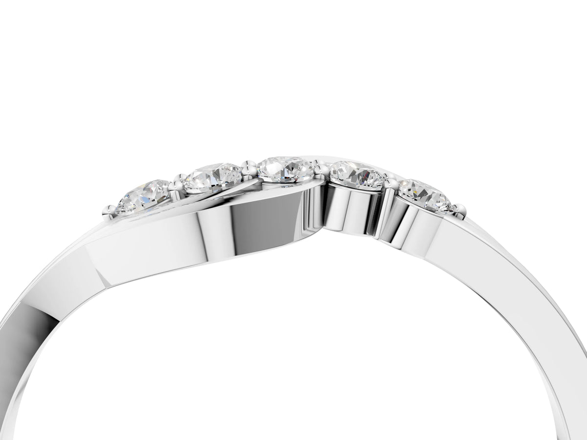 Platinum Five-Stone Round Diamond Crossover Band with Prong Setting