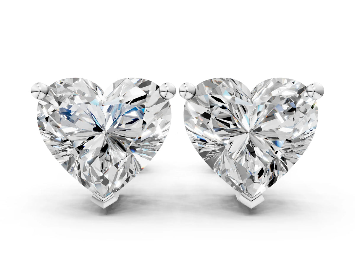Platinum Heart Cut Diamond Stud Earrings