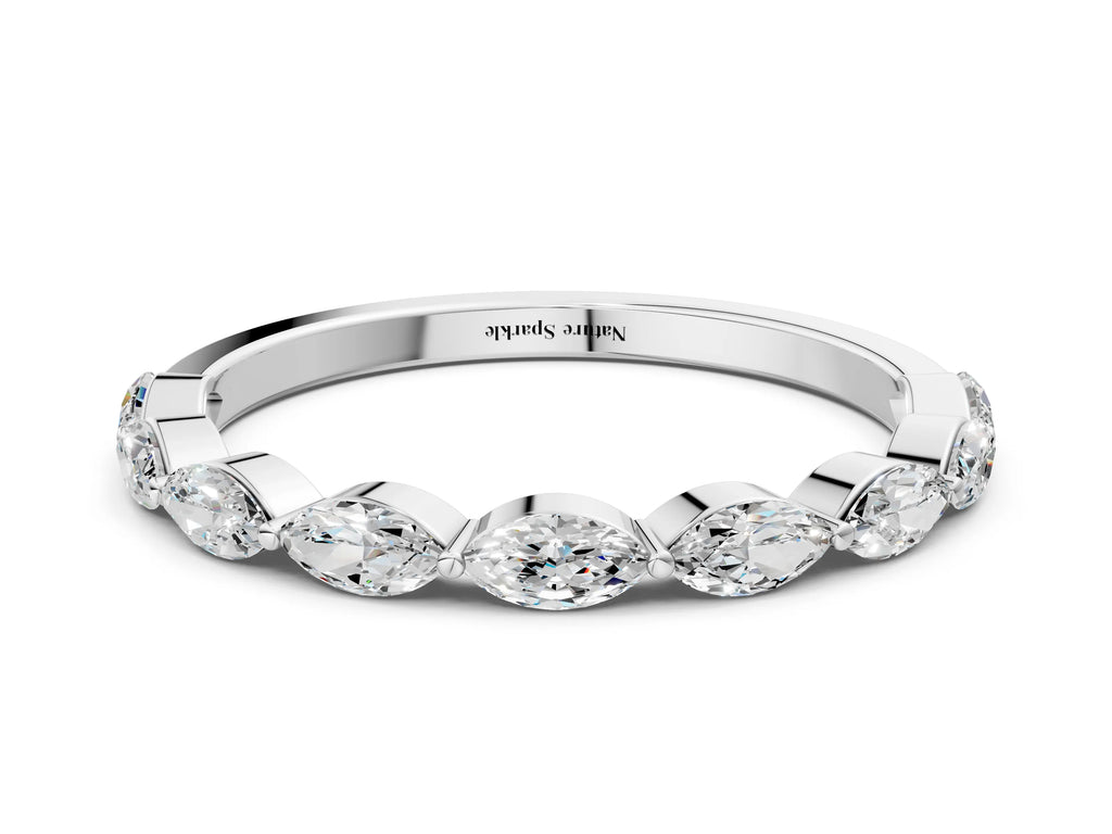 Platinum Marquise Diamond Half Eternity Band with Prong Setting