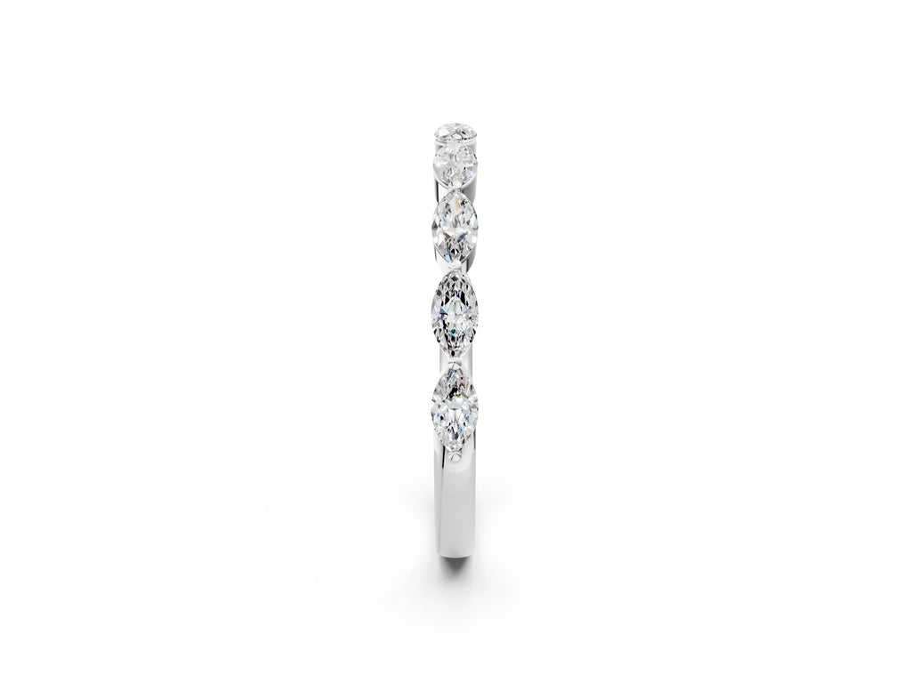 Platinum Marquise Diamond Half Eternity Band with Prong Setting