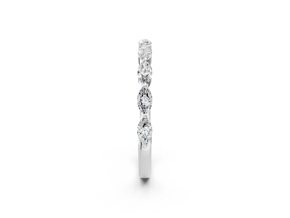 Platinum Marquise Diamond Half Eternity Band with Prong Setting