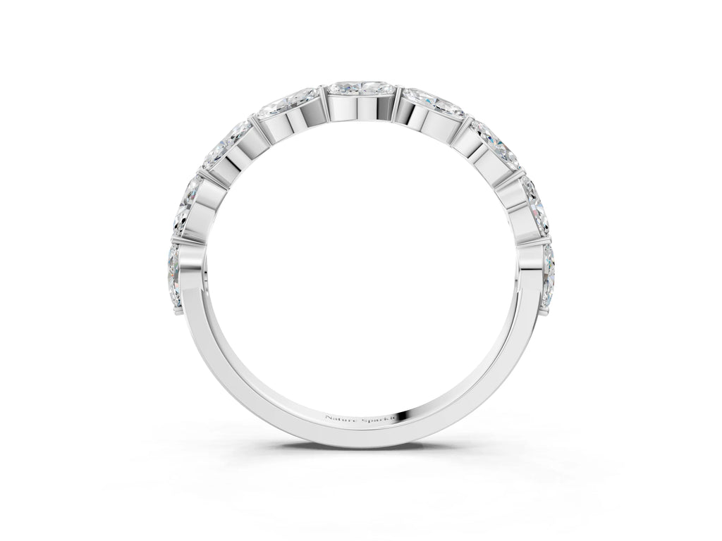 Platinum Marquise Diamond Half Eternity Band with Prong Setting