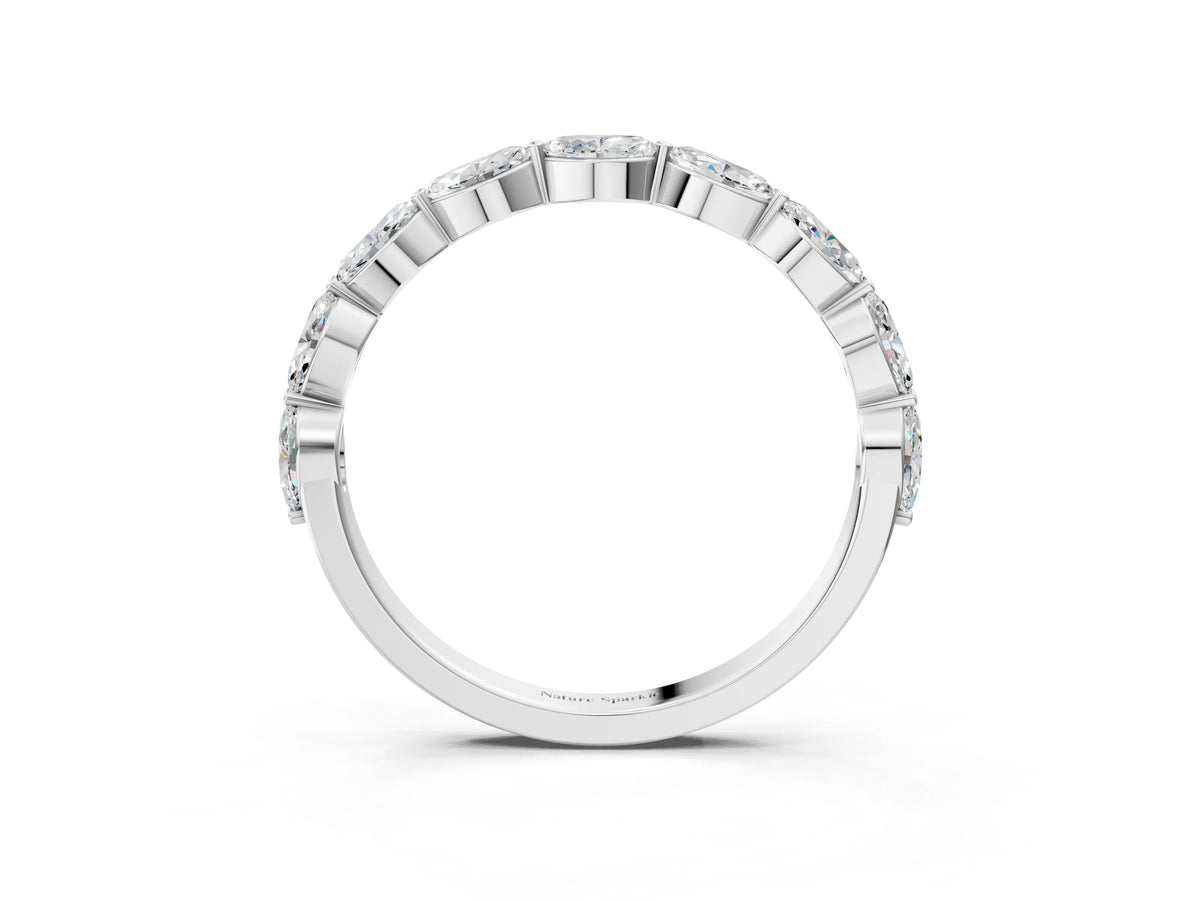 Platinum Marquise Diamond Half Eternity Band with Prong Setting
