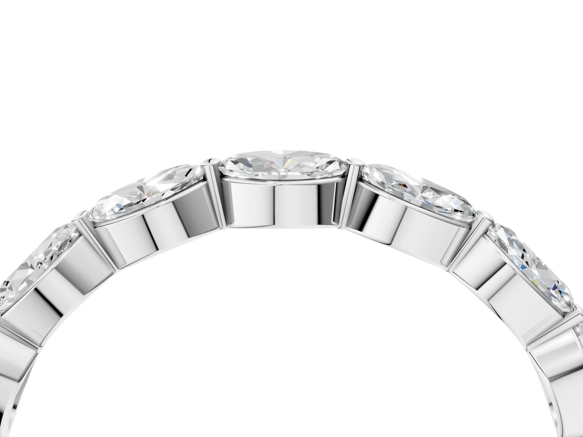 Platinum Marquise Diamond Half Eternity Band with Prong Setting