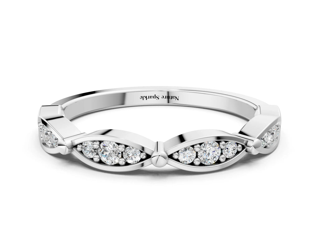 Platinum Marquise Diamond Pavé Eternity Band with Bezel Setting