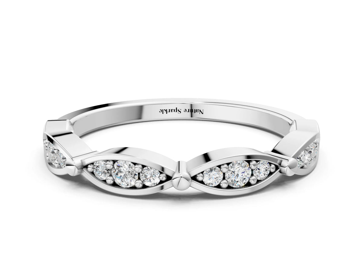 Platinum Marquise Diamond Pavé Eternity Band with Bezel Setting