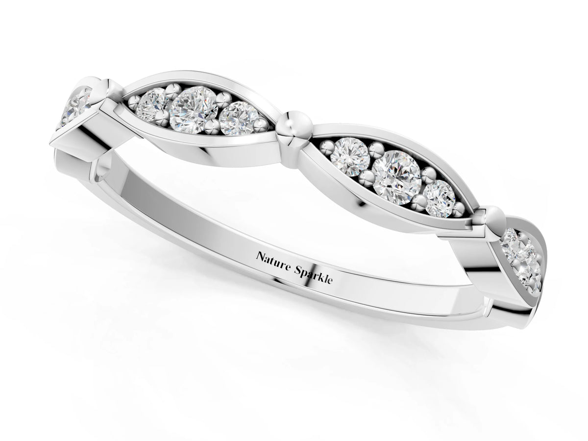 Platinum Marquise Diamond Pavé Eternity Band with Bezel Setting