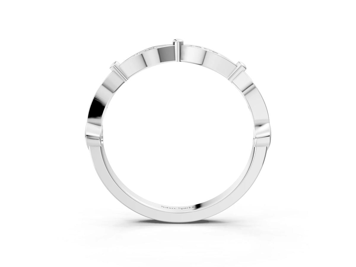 Platinum Marquise Diamond Pavé Eternity Band with Bezel Setting