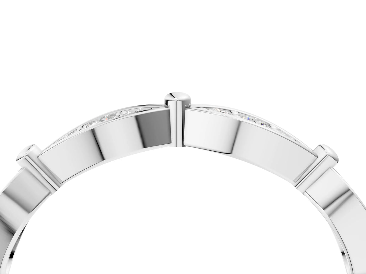 Platinum Marquise Diamond Pavé Eternity Band with Bezel Setting