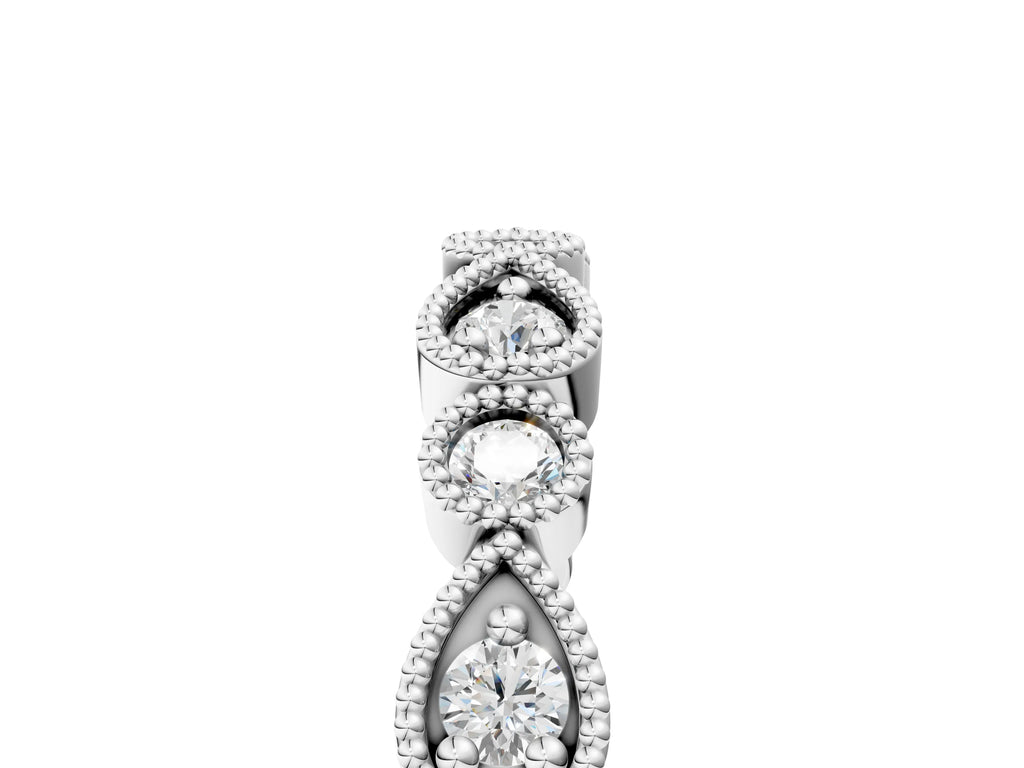 Platinum Milgrain Bezel Set Pear and Round Diamond Eternity Band