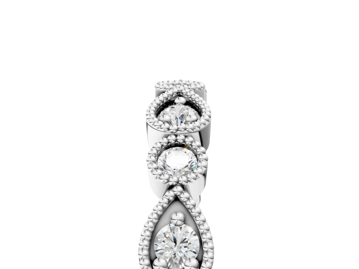 Platinum Milgrain Bezel Set Pear and Round Diamond Eternity Band
