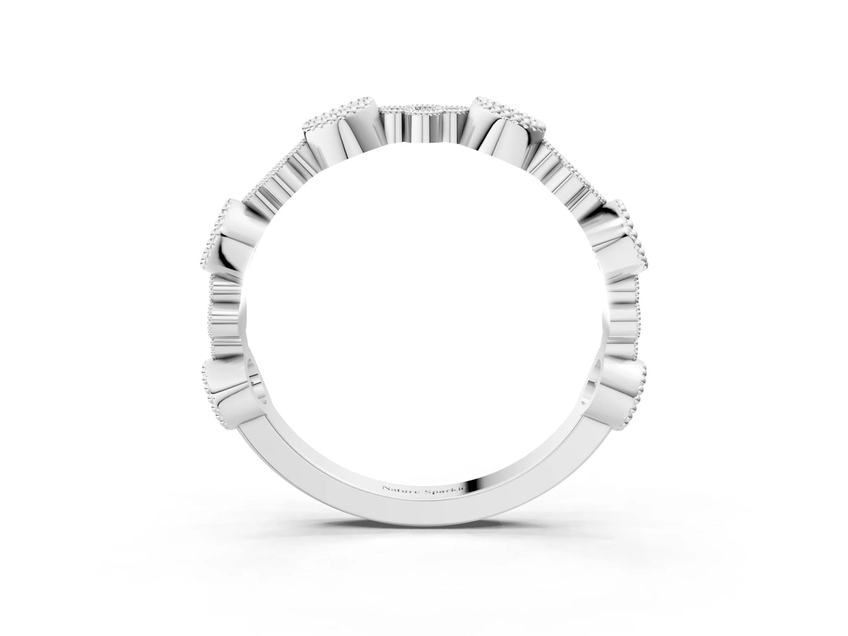 Platinum Milgrain Bezel Set Round Diamond Cluster Eternity Band