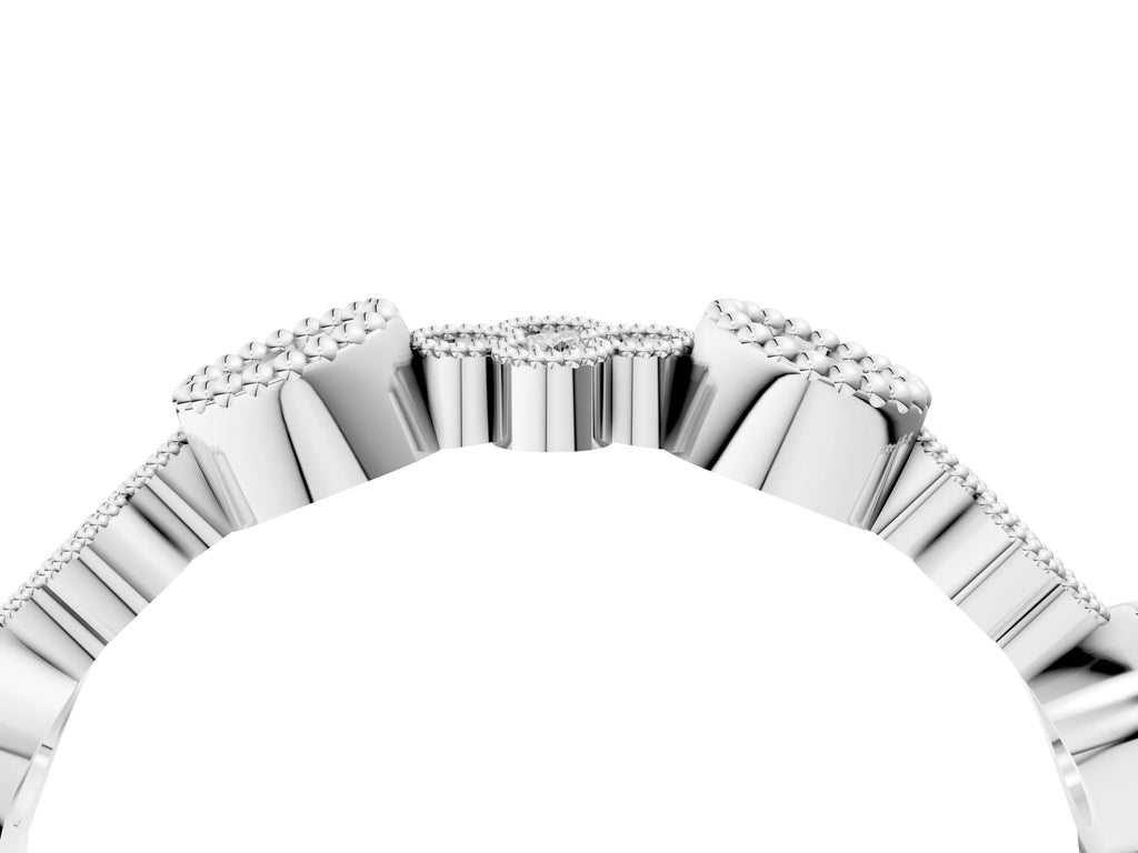 Platinum Milgrain Bezel Set Round Diamond Cluster Eternity Band