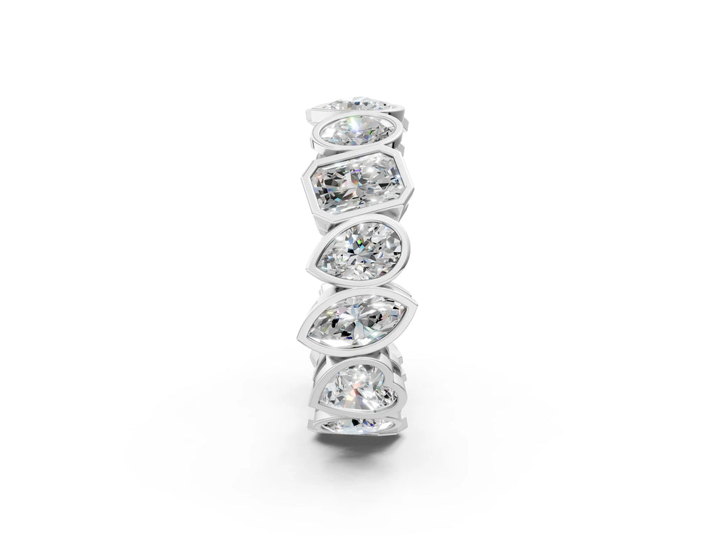 Platinum Mixed Shape Diamond Bezel Set Eternity Wedding Band