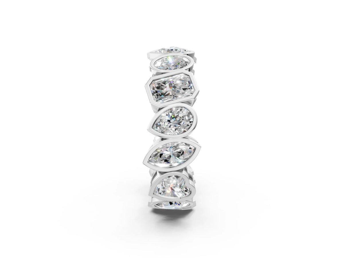 Platinum Mixed Shape Diamond Bezel Set Eternity Wedding Band