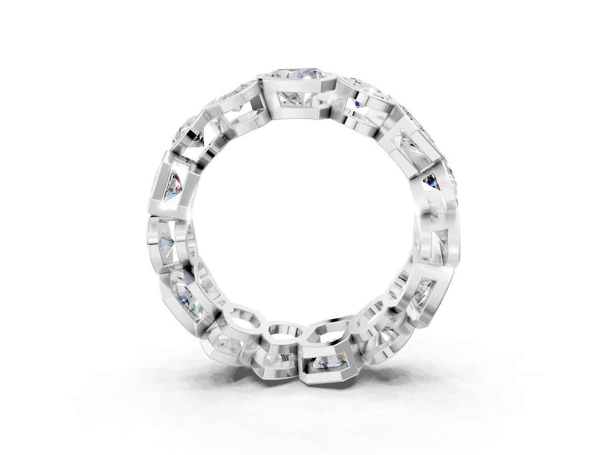 Platinum Mixed Shape Diamond Bezel Set Eternity Wedding Band