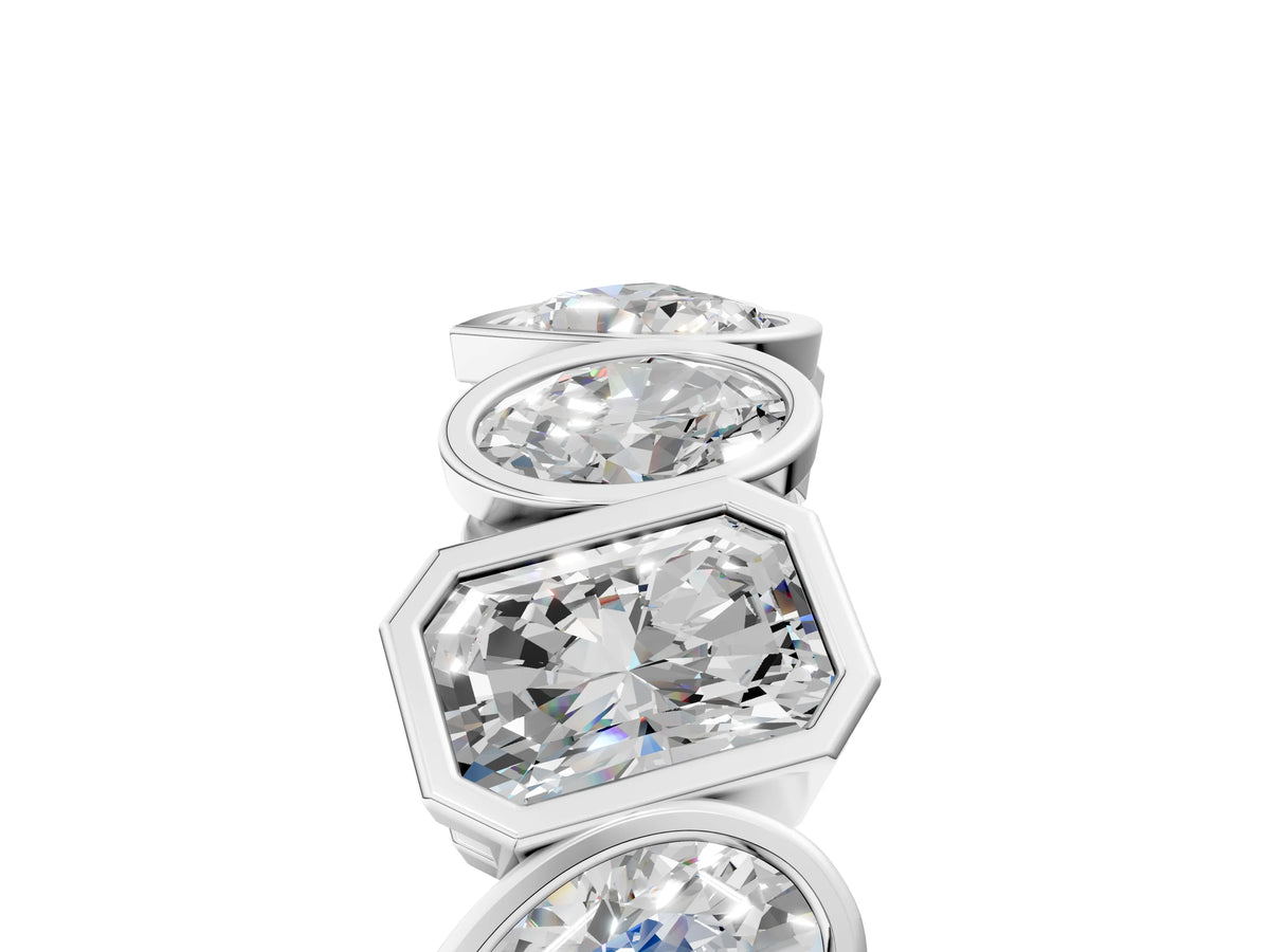 Platinum Mixed Shape Diamond Bezel Set Eternity Wedding Band