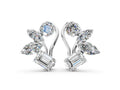 Platinum Multi-Shape Diamond Cluster Stud Earrings