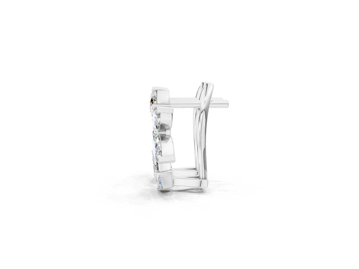 Platinum Multi-Shape Diamond Cluster Stud Earrings