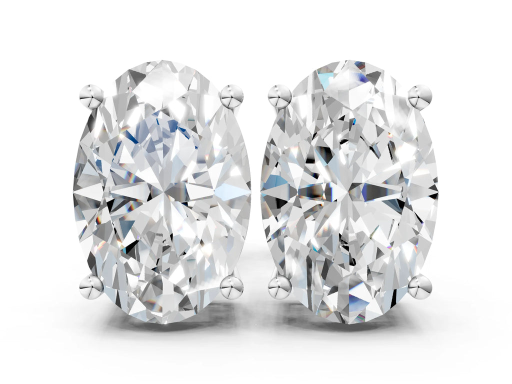 Platinum Oval Cut Diamond Stud Earrings