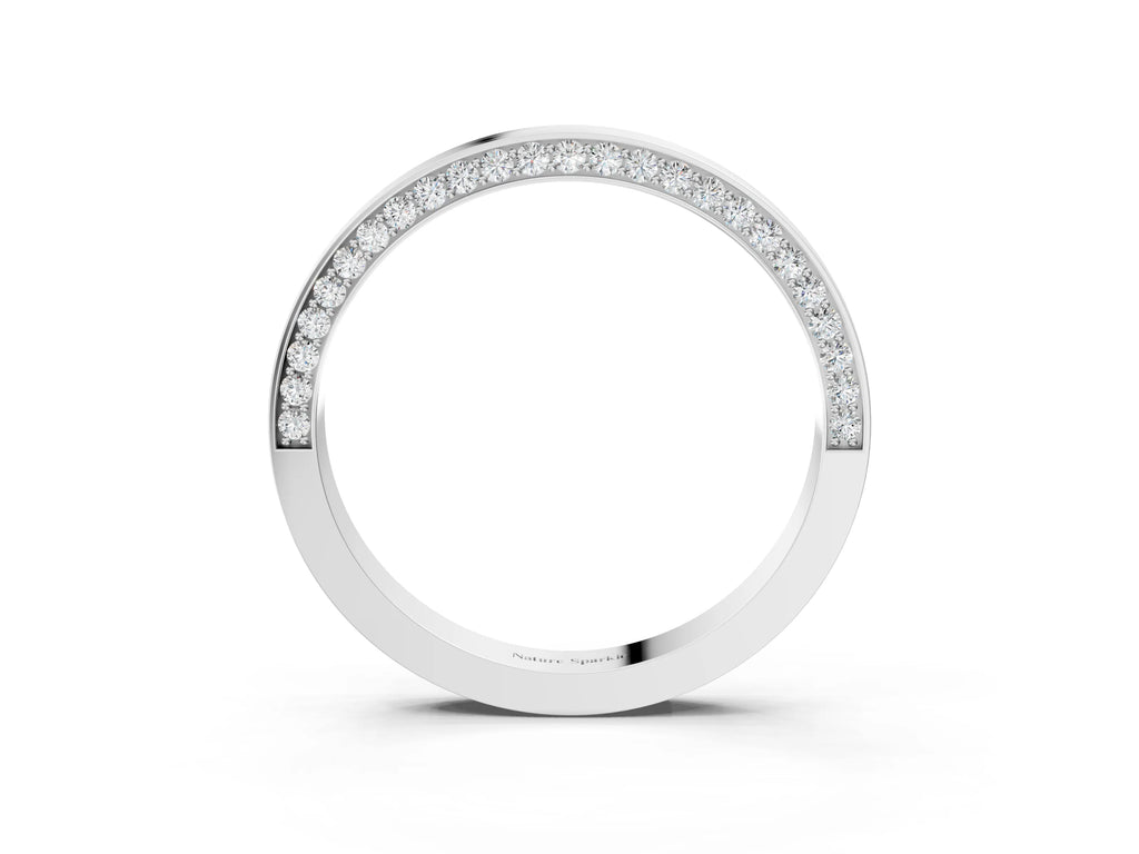 Platinum Pavé Round Diamond Channel Set Band