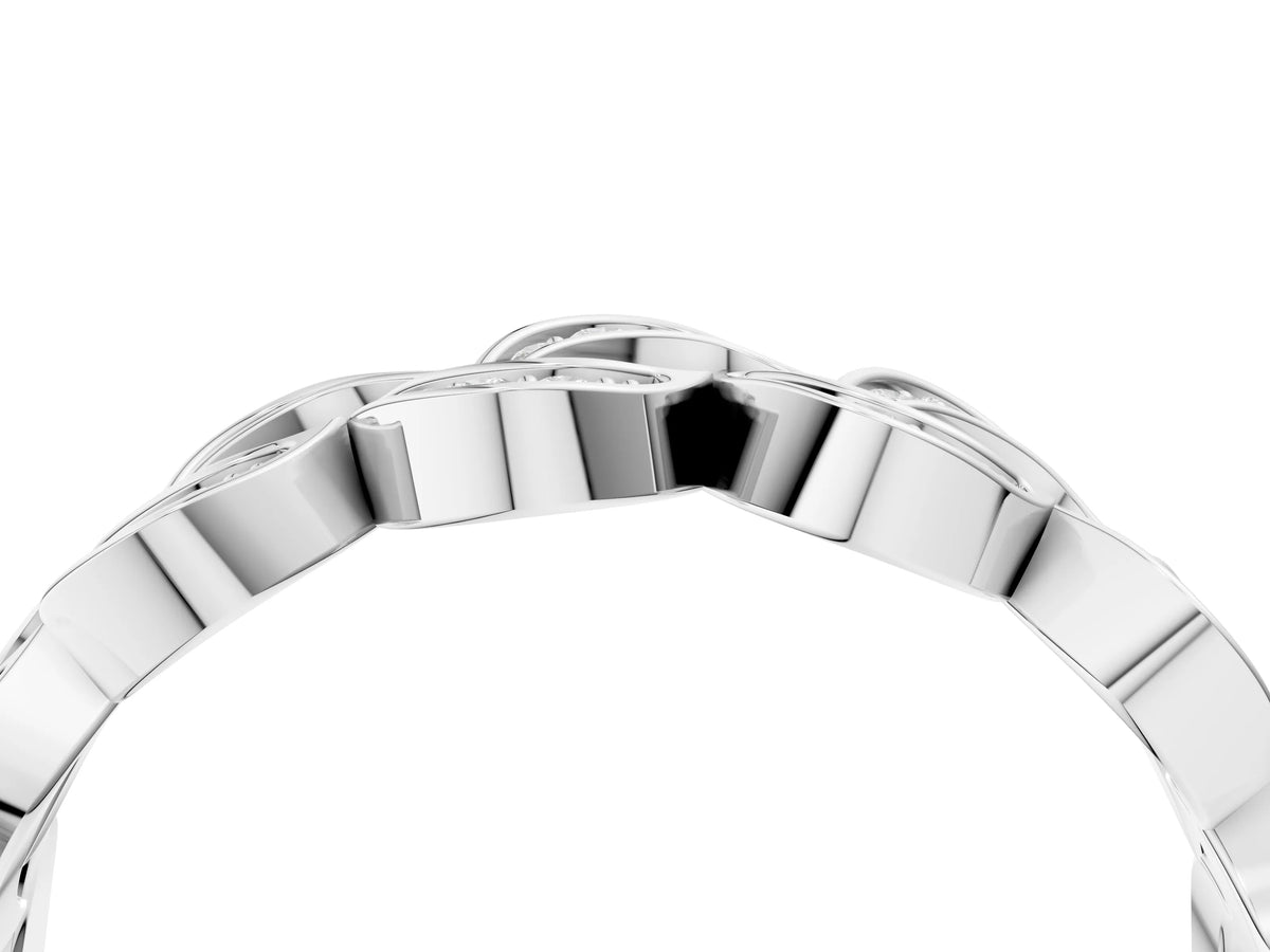 Platinum Pavé Round Diamond Interlocking Eternity Band with Bezel Prong Setting