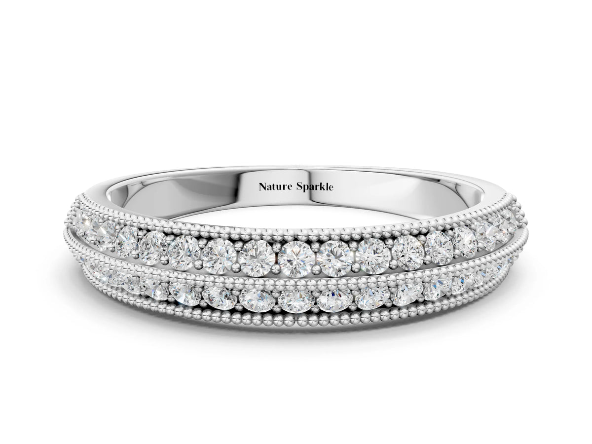 Platinum Pavé Round Diamond Milgrain Eternity Band