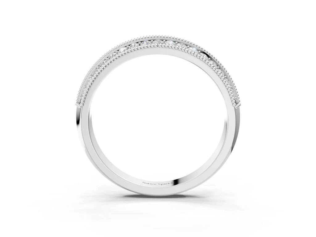 Platinum Pavé Round Diamond Milgrain Eternity Band