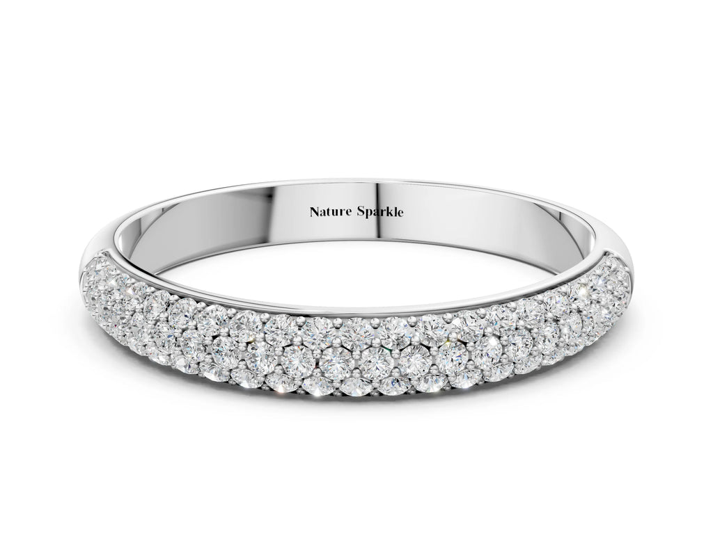 Platinum Pavé Round Diamond White Gold Eternity Band