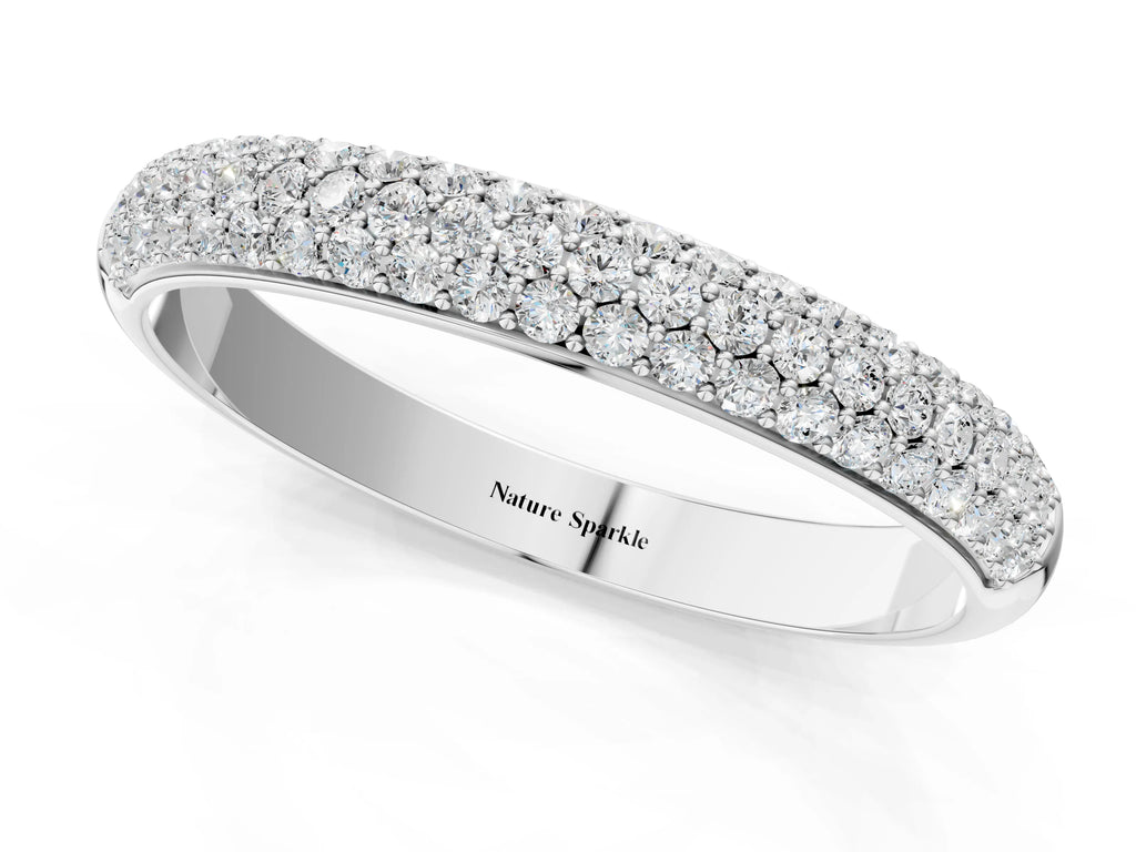 Platinum Pavé Round Diamond White Gold Eternity Band