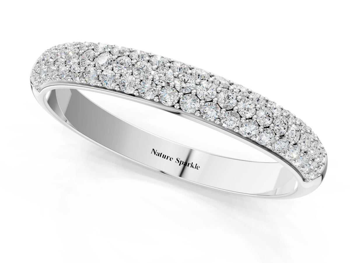 Platinum Pavé Round Diamond White Gold Eternity Band