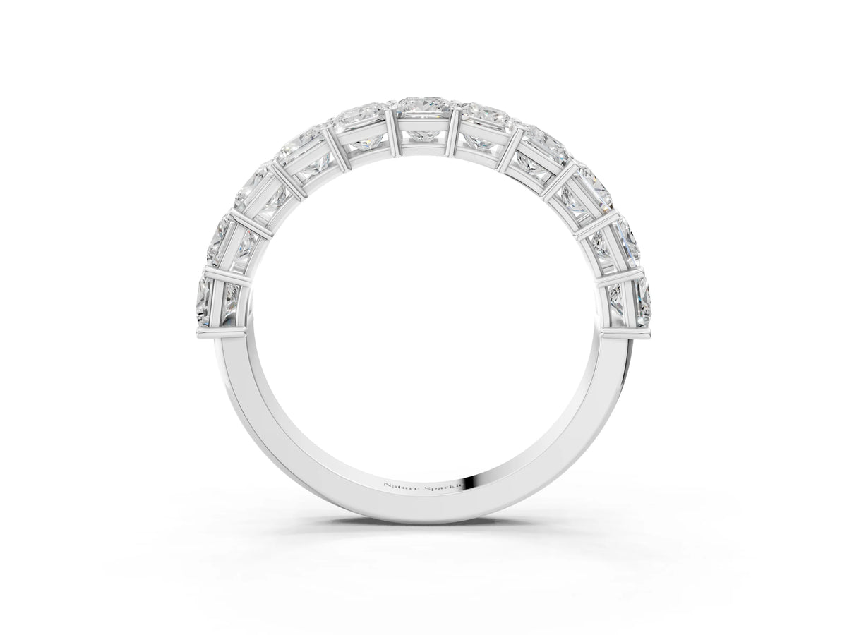 Platinum Princess cut diamond Half Eternity Band with Shared Prong Setting