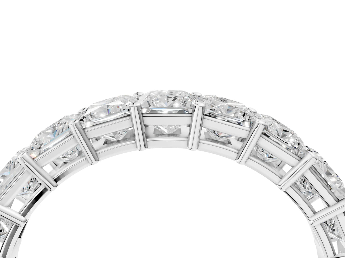 Platinum Princess cut diamond Half Eternity Band with Shared Prong Setting