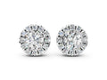 Platinum Round Cut Diamond Halo Stud Earrings