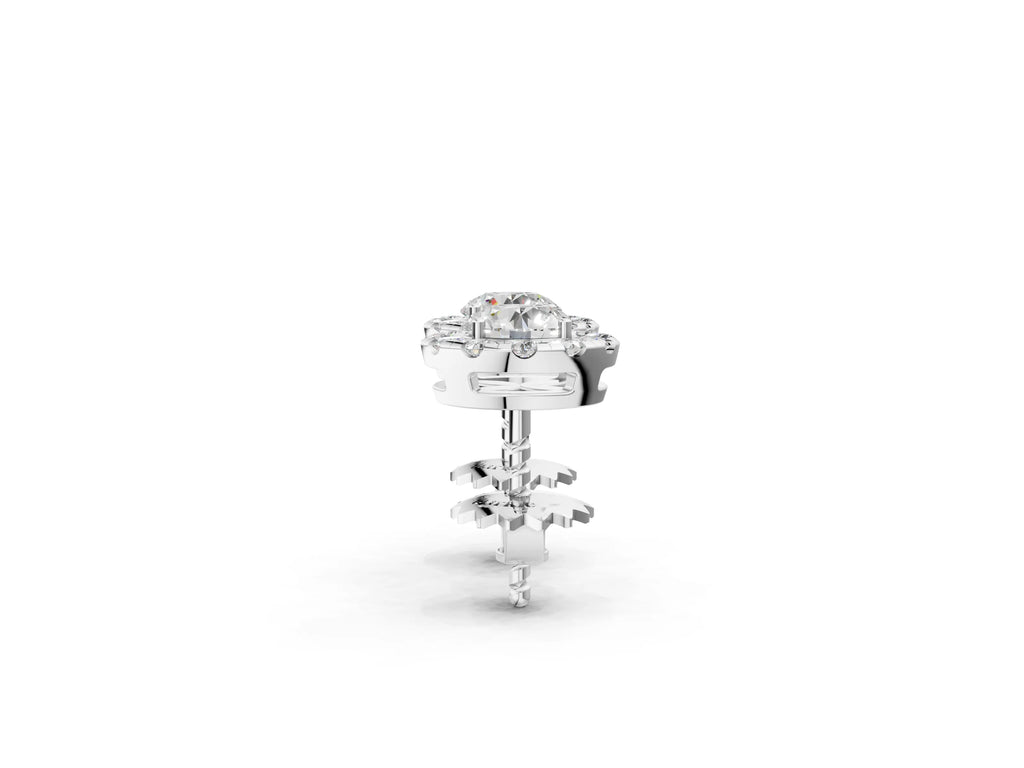 Platinum Round Cut Diamond Halo Stud Earrings