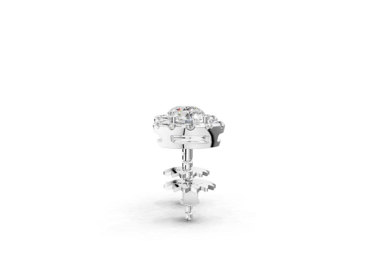Platinum Round Cut Diamond Halo Stud Earrings