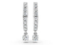 Platinum Round Cut Diamond Pavé Hoop Earrings with Drop Accent