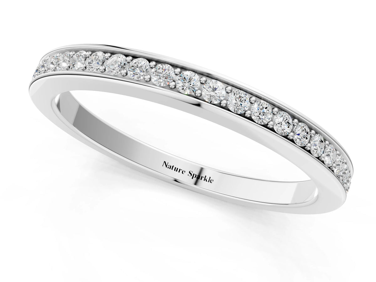Platinum Round Diamond Eternity Band with Pavé Setting