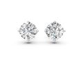Platinum Round Diamond Flower Petal Solitaire Stud Earrings