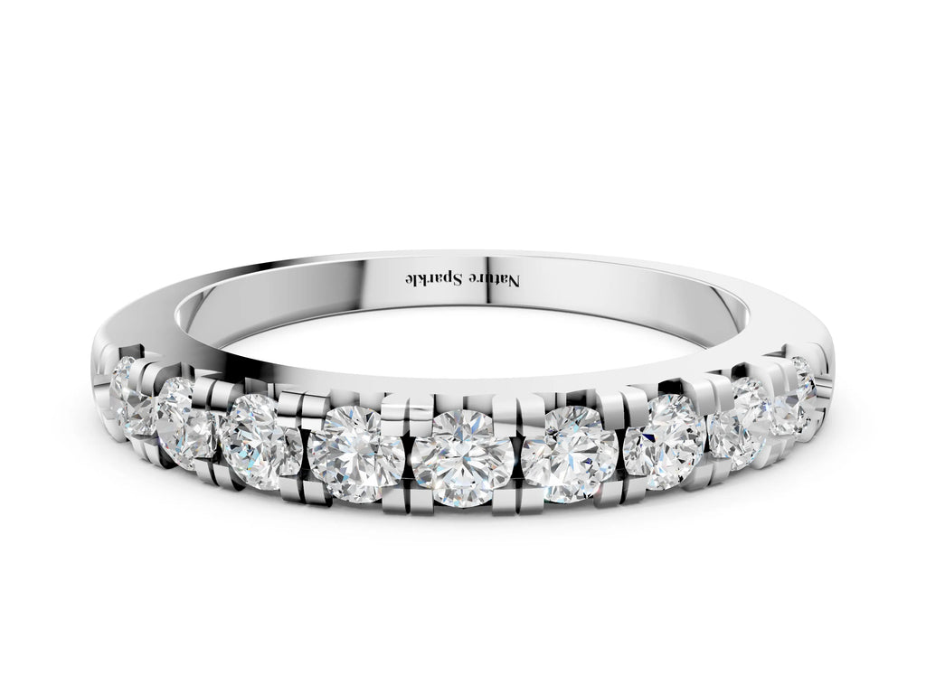 Platinum Round Diamond Half-Eternity Prong Set Band