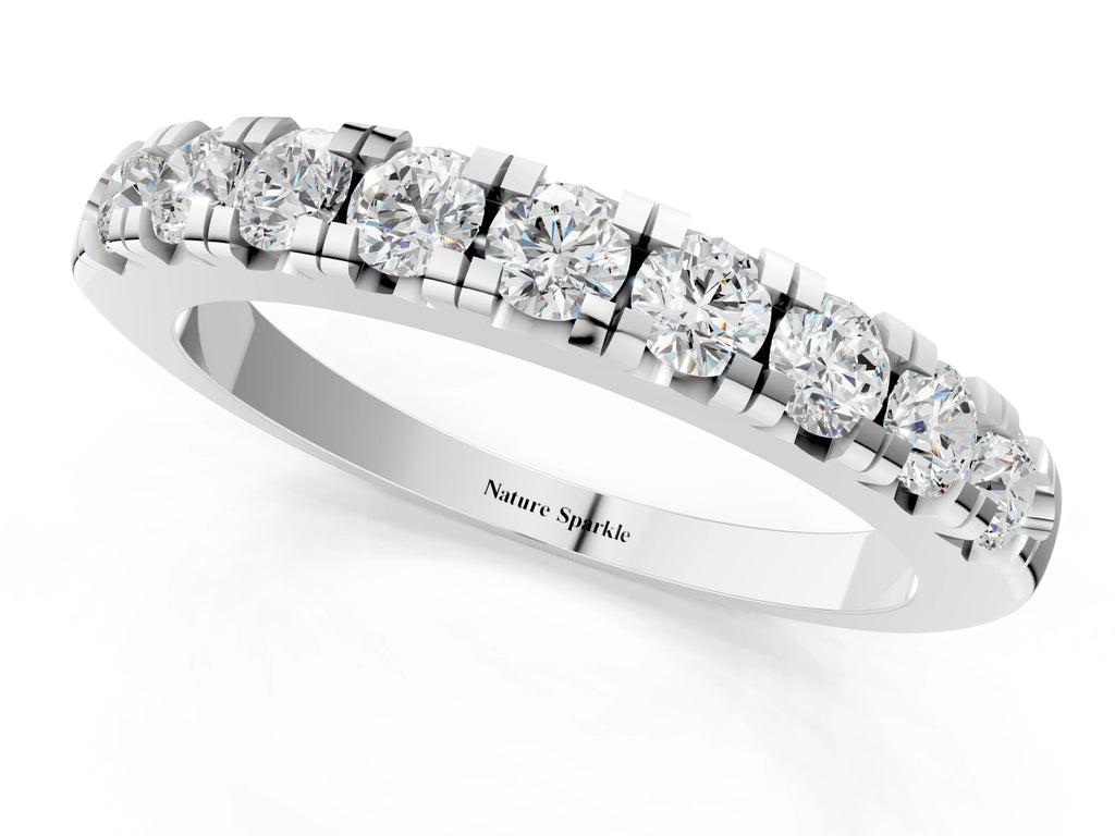 Platinum Round Diamond Half-Eternity Prong Set Band