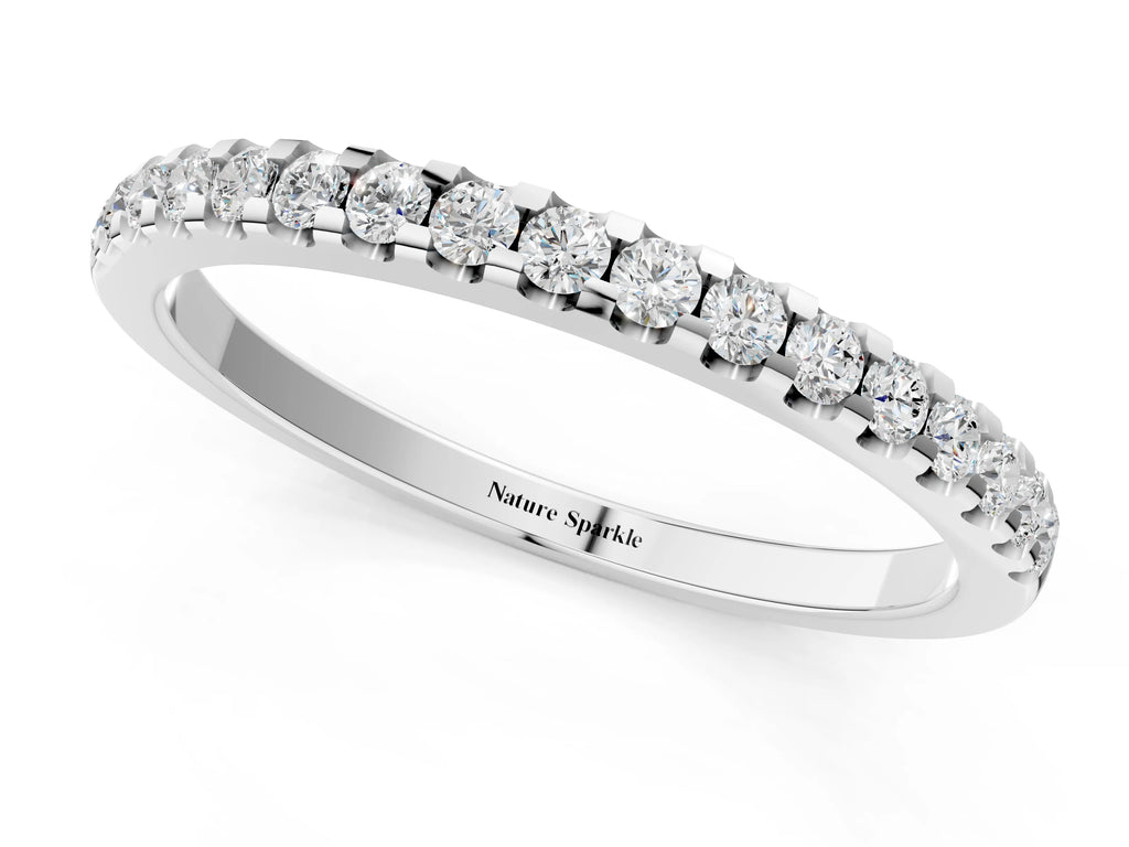 Platinum Round Diamond Half Eternity Prong Set Band